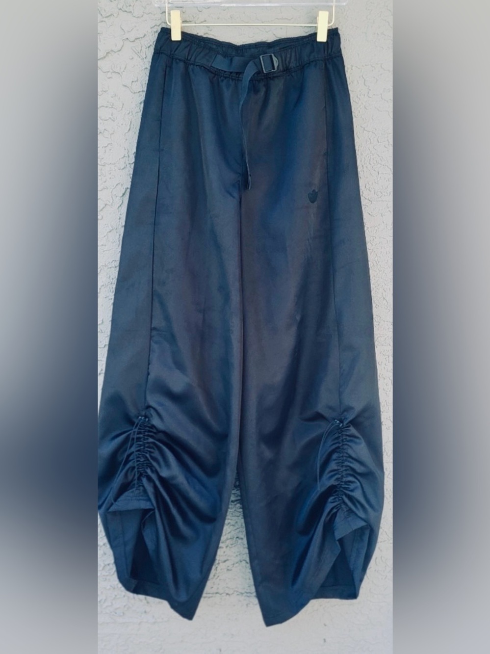 Adidas Black Wide-Leg Pants with Ruched Hem